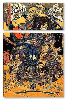 Модульная картина Хасебе Нобутсура в нападении Таира  на дворец такакура