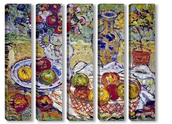 Модульная картина Натюрморт с яблоками и вазой