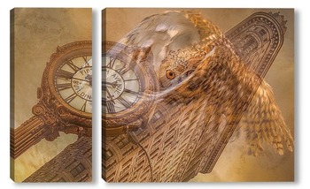 Модульная картина Сова и часы
