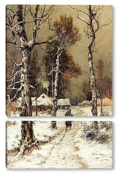 Модульная картина Дорога домой через зимний лес
