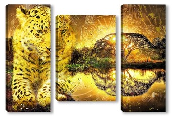 Модульная картина Леопард и закат