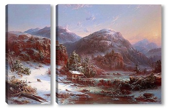 Модульная картина Зима в горах (Зима в горах Адирондак), 1853