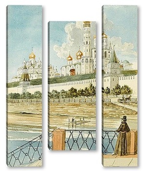 Модульная картина Вид Кремля с Москворецкого моста. Сер XIX века.