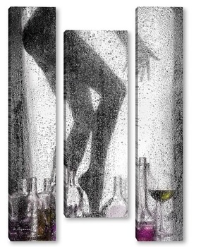 Модульная картина Красивые женские ноги за мокрым стеклом.