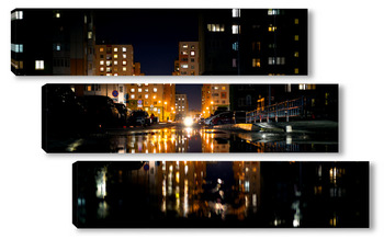 Модульная картина Городской пейзаж ночью.