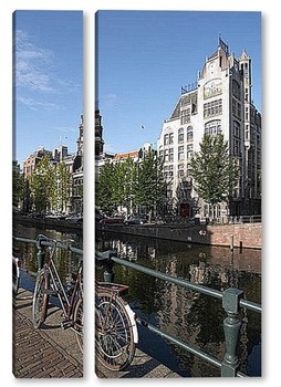 Модульная картина Велосипед на Амстердамском канале.