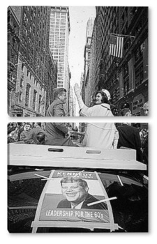 Модульная картина Сенатор Джон Кеннеди и Жаклин Кеннеди на параде серпантинов.