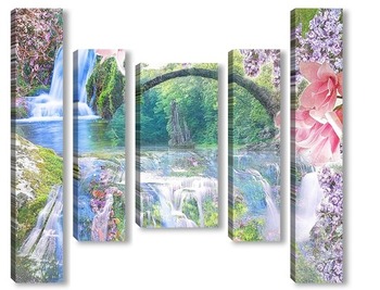 Модульная картина цветочный водопад