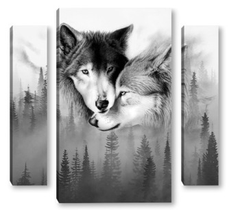 Модульная картина Любовь и волки