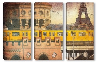 Модульная картина Желтый поезд