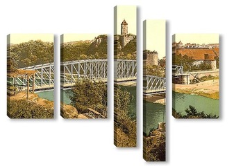 Модульная картина Гибихенштайн Руины, Галле,Саксония, Германия. 1890-1900 гг