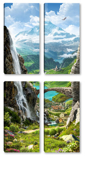Модульная картина Водопады и леса 29622