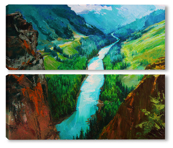 Модульная картина Бирюзовая река Катунь, картина реки