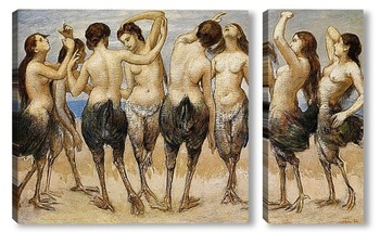 Модульная картина Восемь танцующих девушек с птичьими ногами, 1886