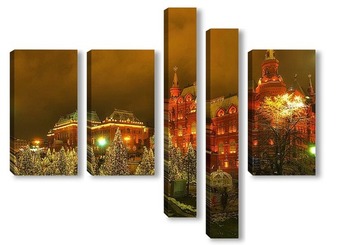 Модульная картина новогодние ёлки на манежной площади
