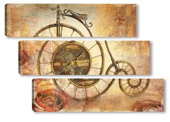 Модульная картина Часы в виде велосипеда