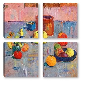 Модульная картина Натюрморт с фруктами и горшом