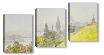 Модульная картина Вид на Москву с Кремлем и Спаским собором