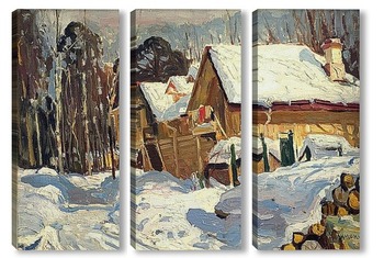 Модульная картина Зимний пейзаж с домами