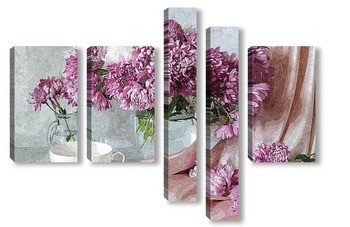 Модульная картина Время розовых хризантем