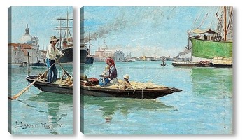 Модульная картина Сцена в гавани Венеции