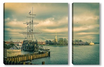 Модульная картина Петербург. Вид с Биржевого моста.