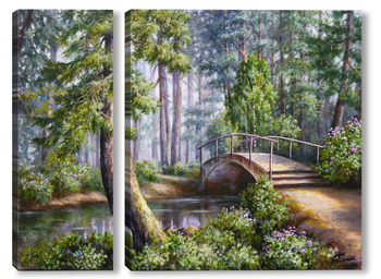 Модульная картина Речка в лесу