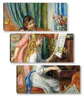 Модульная картина Две молодые девушки у фортепиано