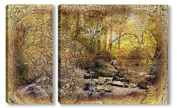 Модульная картина Карта и лес