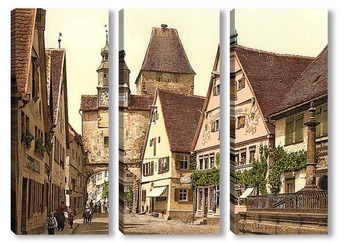 Модульная картина Башня Святого Марка, Ротенбург (т.е. об-дер-Таубер), Бавария, Германия. 1890-1900 гг