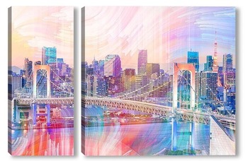 Модульная картина Радужный мост в Токио