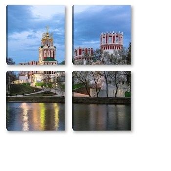 Модульная картина Новодевичий монастырь на закате дня