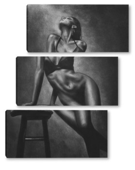 Модульная картина Серия о женщинах: обнаженная фигура со стулом
