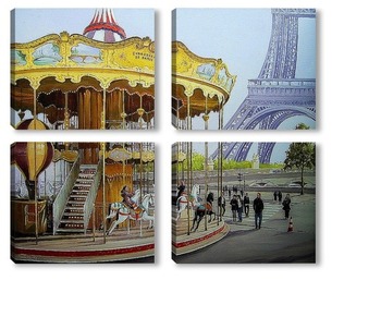 Модульная картина Парижская карусель