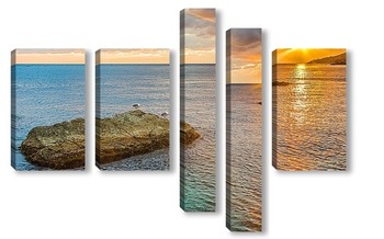 Модульная картина Закатное солнце на море