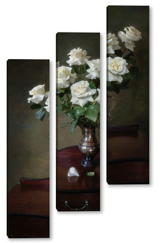 Модульная картина Натюрморт с букетом белых  роз