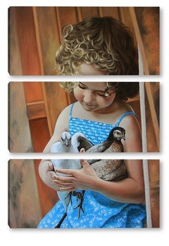 Модульная картина Девочка с птицами
