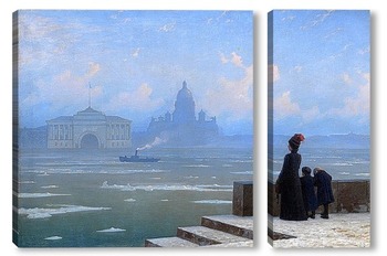 Модульная картина Ледоход на реке Неве в Санкт-Петербурге