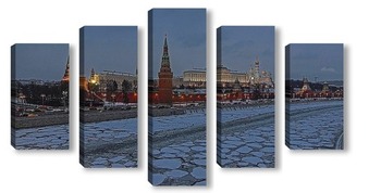 Модульная картина Вечерний Московский Кремль