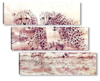 Модульная картина Гепарды саванны