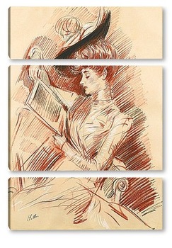 Модульная картина Мадам Эллё за чтением