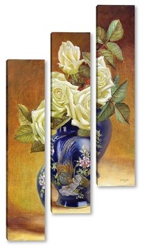 Модульная картина Розы в восточной вазе