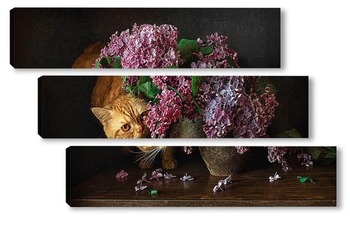 Модульная картина Рыжий в сирени