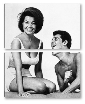Модульная картина Аннет Фелицелли и Фрэнк Авалон в фильме<Пляжная команда>,1967г.
