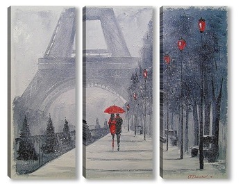 Модульная картина В Париже выпал снег