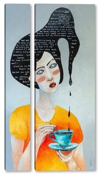 Модульная картина Девушка с чашкой кофе