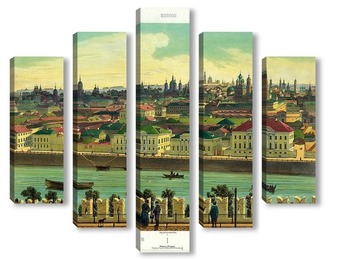 Модульная картина Вид части города, снятый с Кремлевской стены. Видна церковь Вознесения в Кадашах 1845  –  1850
