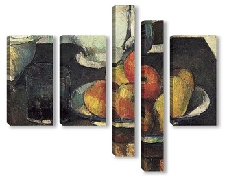 Модульная картина Натюрморт с яблоками и стаканом с вином