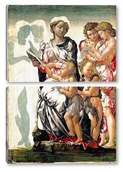 Модульная картина Мадонна с ребенком, Святым Иоанном и ангелами