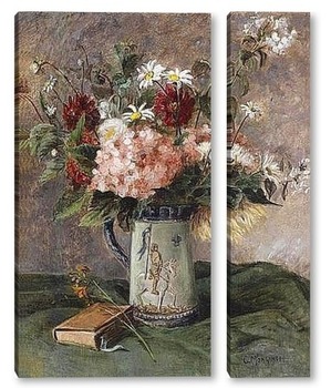 Модульная картина Цветы с книгой